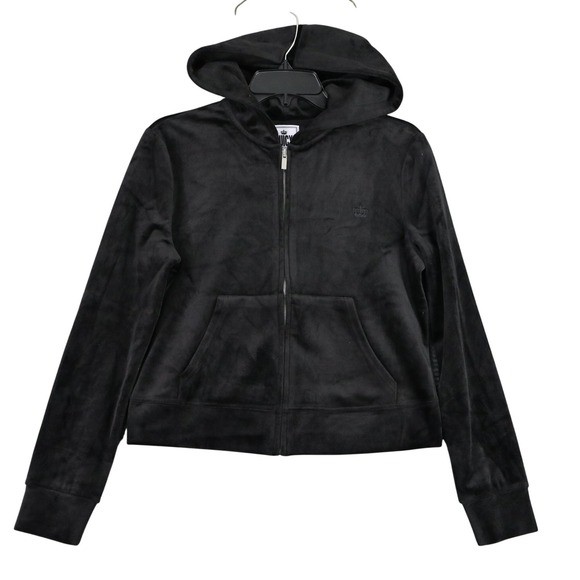 Juicy Couture Tops - Juicy Couture‎ Velour Zip Up Hoodie Womens M Embroidered Crown Casual Loungewear